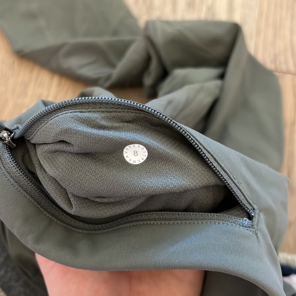Olive green Lululemon leggings, hit at mid-calf with pockets galore!! - Picture 9 of 9